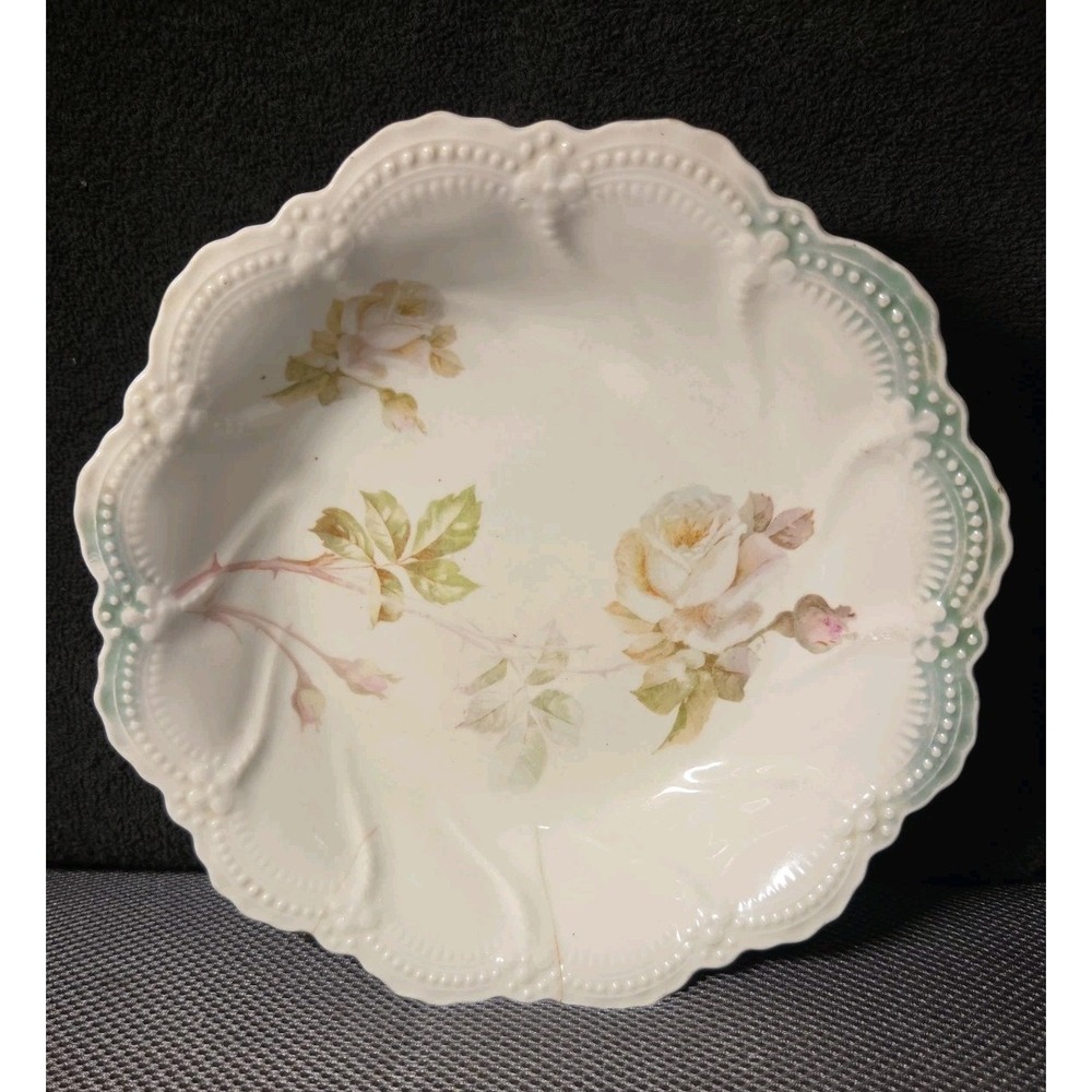 Antique Leuchtenburg Germany Hand Painted Serving Bowl 9 In Diameter Floral...